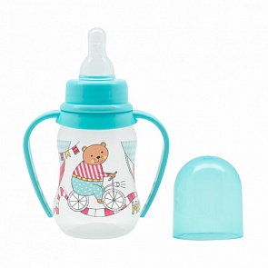 Бутылочка для кормления с соской молочной Just Lubby, от 0 мес.,125 мл., с ручкой, дизайн – мишка (Lubby, 15201/144/12)